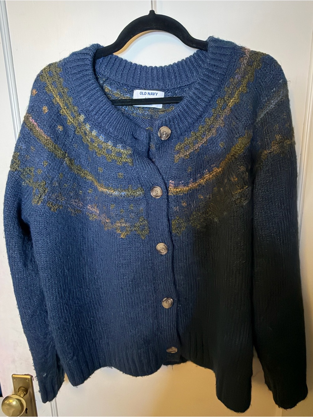 Old Navy Blue Fair Isle Button-Front Cardigan XL TALL